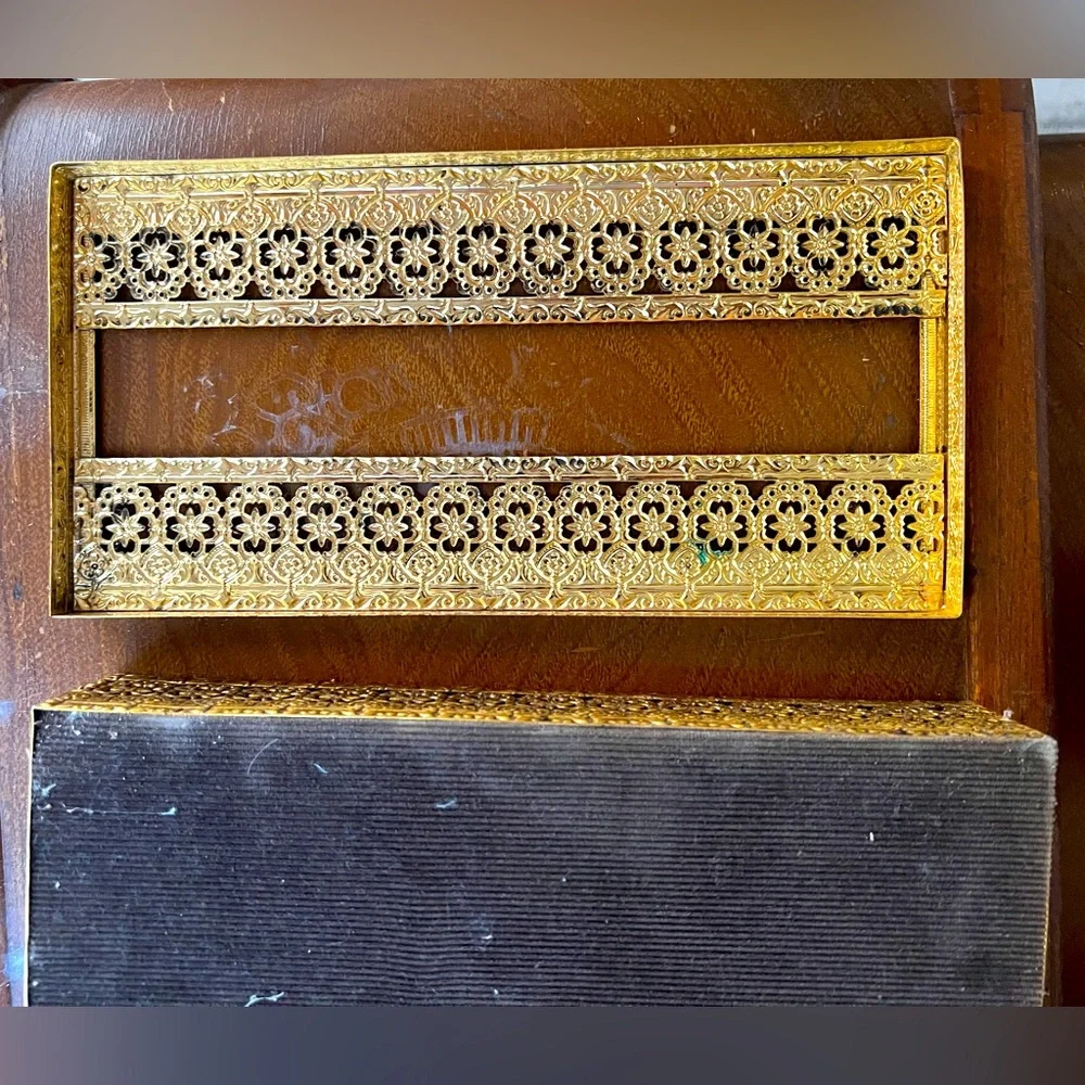 Vintage Metal Kleenex Tissue Holder Gold